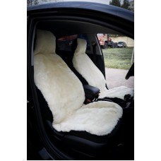 Накидки на переднее сиденье автомобиля из овечьей шерсти, белые 