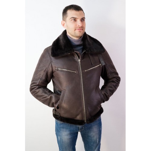 Куртка лётная "Олово" современная из натуральной кожи (овчина)