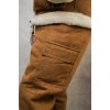 Костюм из натуральной овчины рыжий с мехом енота на капюшоне (куртка и комбинезон)-1